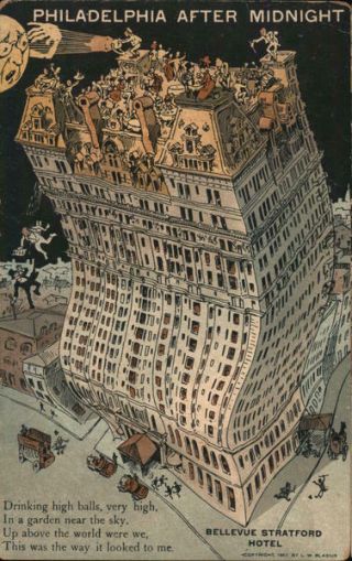 Travel Philadelphia After Midnight - Bellevue Stratford Hotel Postcard Vintage