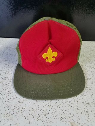 Vintage Boy Scouts Of America Webelos Mesh Snapback Trucker Hat M/l