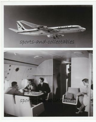 United Airlines - Dc - 8 Jet Mainliner & First Class Lounge C1971 Ua Issued Photo