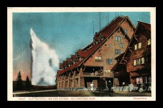 Dr Jim Stamps Us Old Faithful Inn Geyser Yellowstone National Park Postcard