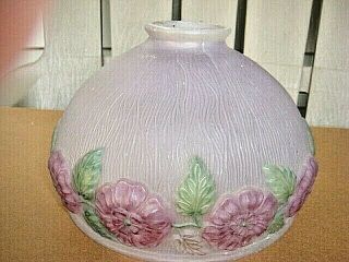 Antique Embossed Ribbed Satin Glass 6 - 3/4 " Wide 2 Top Reverse Painted Lamp Shade