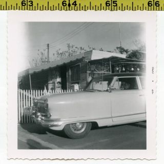 Vintage 1957 Car Auto Photo / Nash Ambassador Custom Travel Trailer Mobile Home