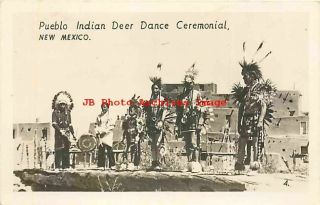 Native American Indians,  Rppc,  Pueblo Deer Ceremonial,  Mexico,  Grogan Photo