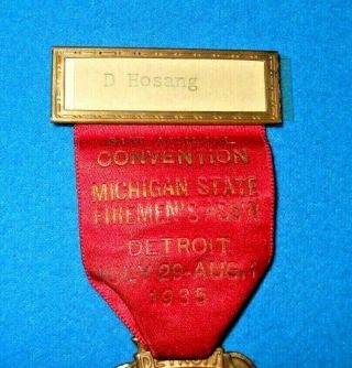Vintage 1935 Michigan State Firemen ' s Ass ' n 81st Annual Convention Medal & Other 3