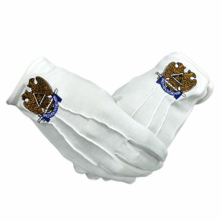 Masonic Scottish Rite 32 Degree Consistory Cotton Fabric Gloves Mason Regalia
