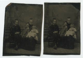 Set Of 2 - Tintype Studio Portrait,  Young Siblings,  6th Plate