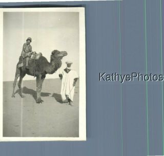 Found B&w Photo K_8077 Woman On A Camel And Her Guide