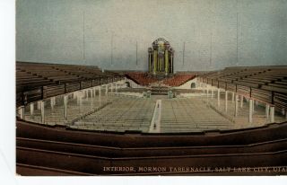 Circa 1910 Postcard,  Mormon Tabernacle Interior,  Salt Lake City,  Utah