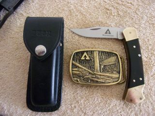 Vintage Buck 110 Usa Pocket Knife Weyerhaeser Lumber,  Sheath Lock Back Knives