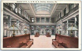Scranton Pa Postcard " D.  L.  &w.  R.  R.  Station " Lackawanna Railroad Depot 1922 Cancel