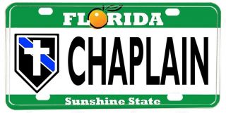 Florida Police Sheriff Novelty License Plate - Chaplain With Cross Insignia