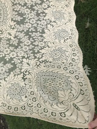 Lace Tablecloth Cream Ecru 80 " X 72 " Vintage - Style Floral Minor Flaws Pretty