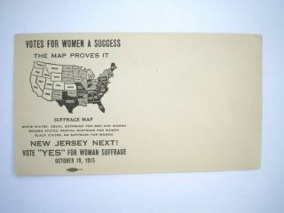 Votes For Women Suffrage Envelope Jersey Map Proves It 1915