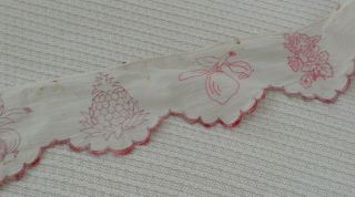 Antique Vintage French Faded Red Shelf Trim Edging Hand - Made Shabby Chic 63 "
