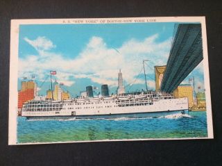 Steam Ship “ York” Of Boston - York Line Postcard