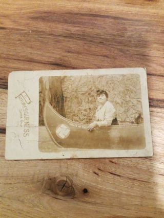 Rppc Antique Boyes California Woman In Canoe Valley Of The Moon With Swastika