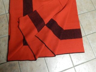 Vtg Faribo Red 100 Wool Striped Lg Blanket