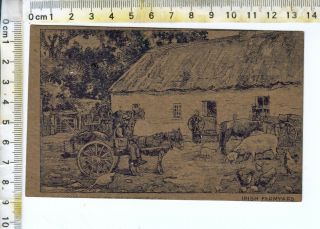 " Irish Farmyard.  " - Bog - Moss Post Card - " Taken From The Bog Of Allan