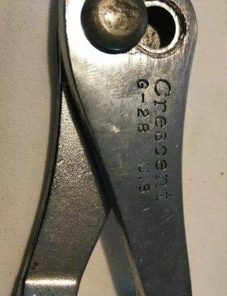 CRESCENT G - 28 LARGE SLIP - JOINT PLIERS PLIER 8 inch QUALITY VINTAGE USA TOOL 2