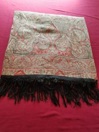 Vintage Cute Shawl Tablecloth.  Taj Mahal Wwii???122 By 65 Inches