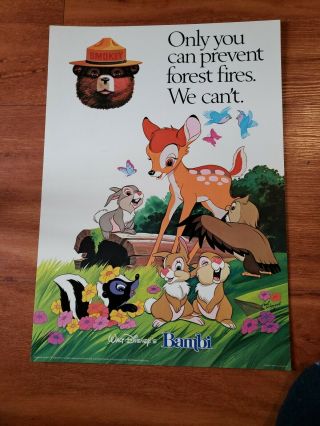 Smokey The Bear Cardboard Poster " Walt Disney 