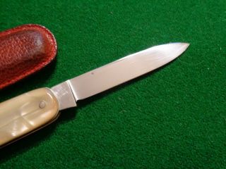 Old RARE c.  1920 ' s HEN & ROOSTER Stainless Knife & Pouch French Pearl 6
