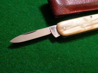 Old RARE c.  1920 ' s HEN & ROOSTER Stainless Knife & Pouch French Pearl 7