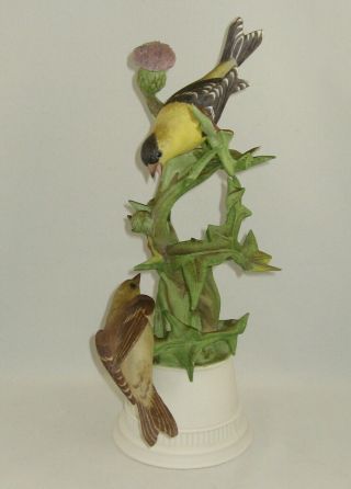 Boehm Porcelain Bird Sculpture " Goldfinches With Scottish Thistle " 457