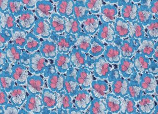 1 Full Opened Blue,  Pink And White Flowers Feedsack Fabric