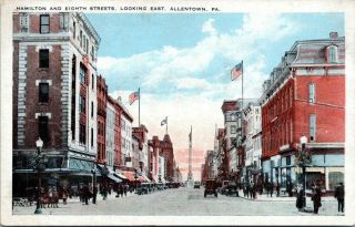 Allentown Pa Hamilton Street View Looking East 1915 Postcard