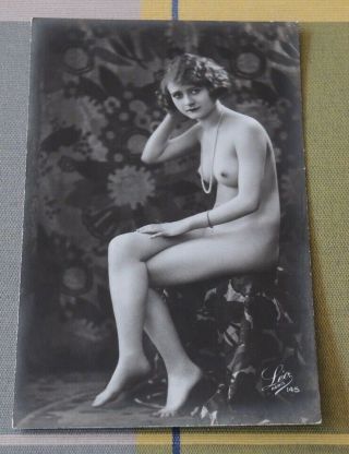 1920s Glamour Nude French Girl Sitting Rp Postcard Leo Paris 145 RisquÉ Erotic