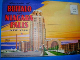 Vintage Souvenir Postcard Folder York Buffalo Niagara Falls
