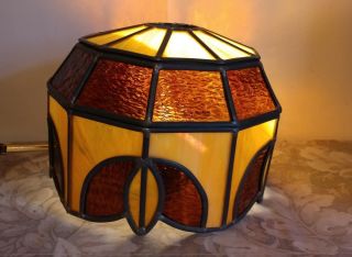 Vtg Stained Glass Leaded / Slag Lampshade / Tiffany Style/ 10 " Diameter