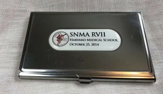 Harvard Medical School Snma Rvii Metal Business Card Holder 3.  7 X 2.  25 " Brainy