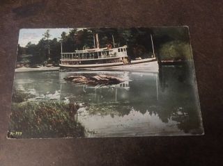Vintage Postcard Posted 1910 Nahanada Ship In Hell Gate Bath Maine Me
