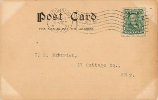Advertising Postcard,  Real Estate,  Alfred Walker,  Fitchburg & Leominster MA 1907 2