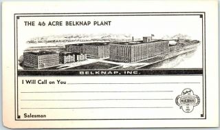 Louisville Kentucky Advertising Postcard " The 46 - Acre Belknap Plant " Factory