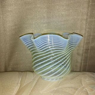 Vintage Antique Blue And Clear Swirl Glass Lamp Shade 3 " Fitter
