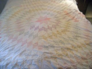 Vintage Patchwork Quilt Top Multi Colors Star And Diamond 80x86 Pastel Crafts