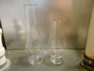 2 Two Sizes Vintage Clear Glass Oil / Kerosene Lantern / Lamp Chimneys