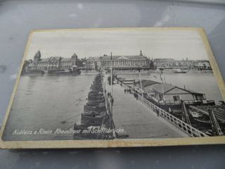 Germany Koblenz On The Rhein With Ship Bridge Vintage Postcard