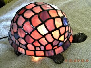 Tiffany Style Turtle Stained Glass Accent Table Lamp Night Light