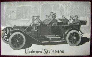 Estate Vintage 1913 Advertising Postcard - Chalmers " Six " $2400