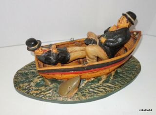 Laurel And Hardy In Row Boat Figurine Statue Rare