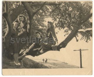 1949 Summer Yaroslavl Volga River Four Girls Beauty Women Soviet Vintage Photo
