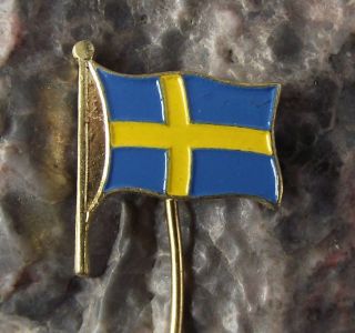 Antique Swedish National Day Flag Sweden Scandinavian Nordic Cross Pin Badge