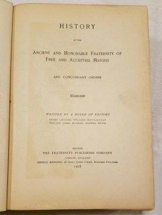 History of Freemasonry and Concordant Orders 1916 Masonic Book Stillson Hughan 8