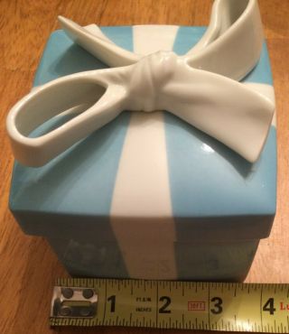 Tiffany & Co Bone China 4x4 Inch Baby Blue & White Gift Box Ribbon,  Pristine