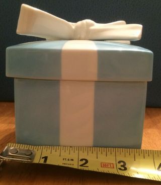 Tiffany & Co Bone China 4x4 inch Baby Blue & White Gift Box Ribbon,  Pristine 2