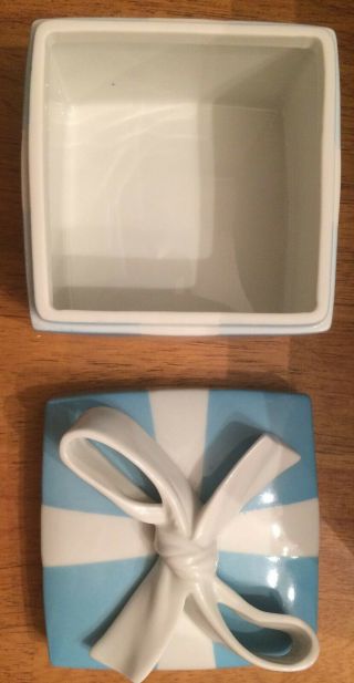 Tiffany & Co Bone China 4x4 inch Baby Blue & White Gift Box Ribbon,  Pristine 3